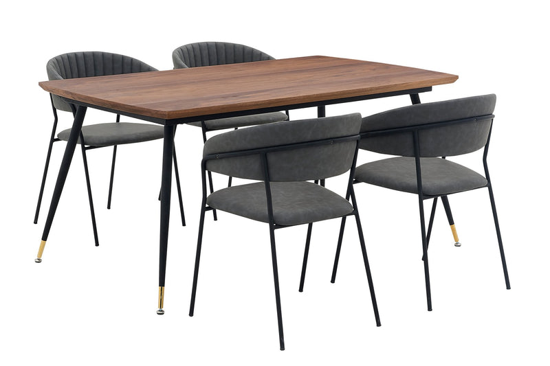 Messina and Nara Gray Faux Leather 5 Piece Rectangular Dining Set - Furniture City (CA)l
