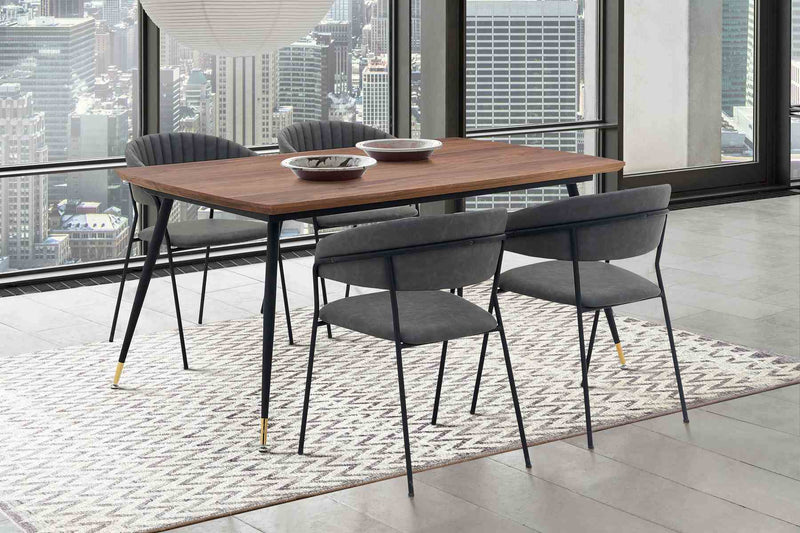 Messina and Nara Gray Faux Leather 5 Piece Rectangular Dining Set - Furniture City (CA)l