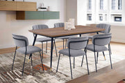 Messina and Carlo Gray Velvet 7 Piece Rectangular Dining Set - Furniture City (CA)l