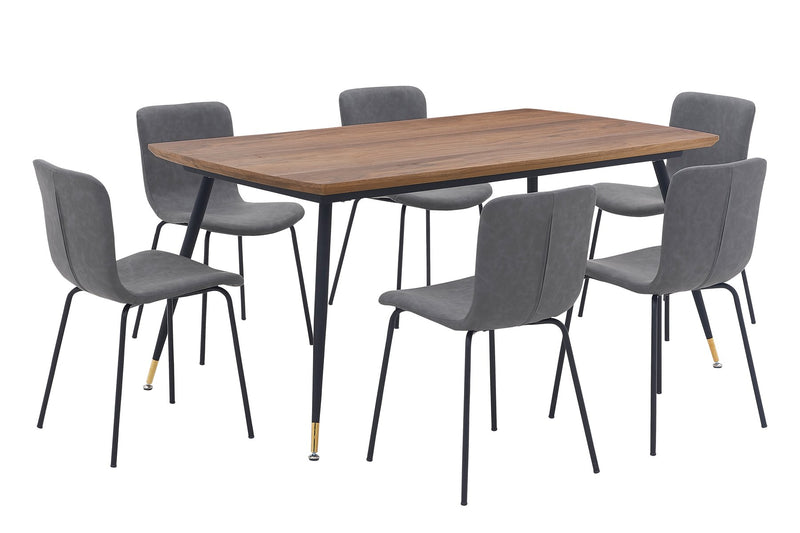 Messina and Gillian Dark Gray Faux Leather 7 Piece Rectangular Dining Set - Furniture City (CA)l