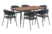 Messina and Nara Gray Faux Leather 7 Piece Rectangular Dining Set - Furniture City (CA)l