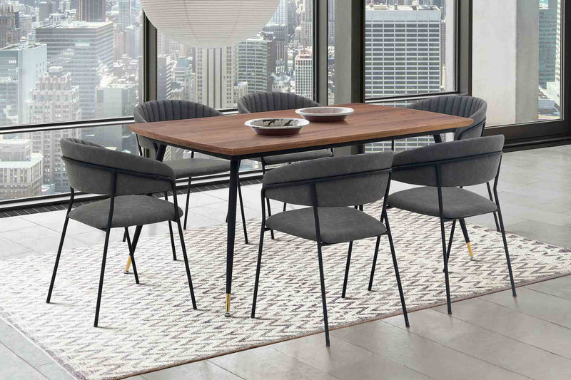 Messina and Nara Gray Faux Leather 7 Piece Rectangular Dining Set - Furniture City (CA)l