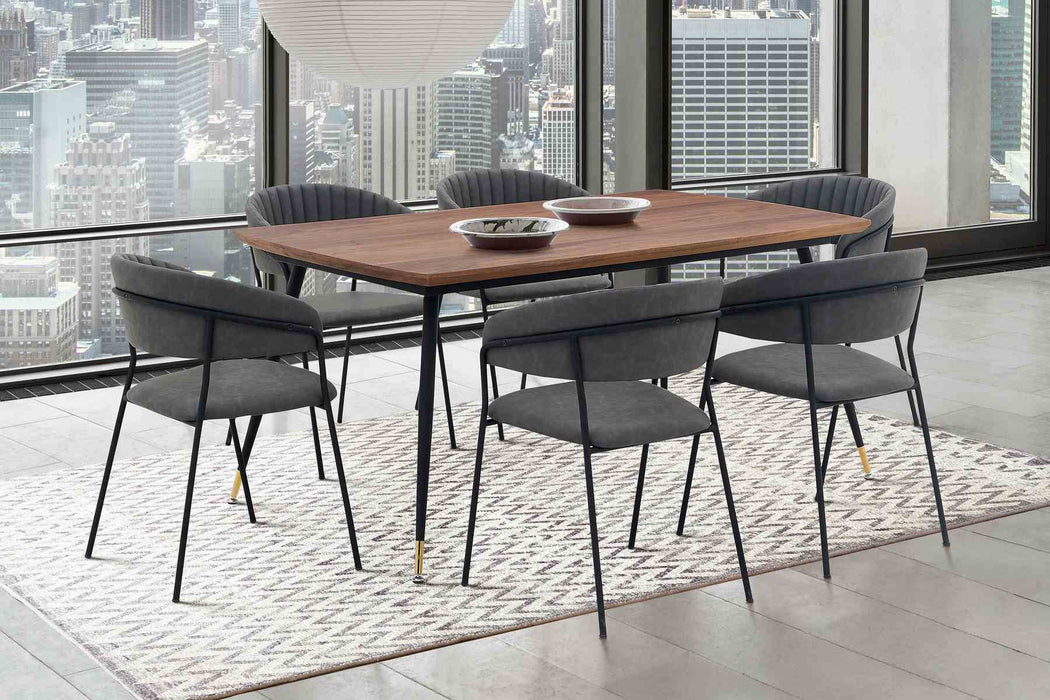 Messina and Nara Gray Faux Leather 7 Piece Rectangular Dining Set