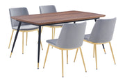 Messina Gray Velvet 5 Piece Rectangular Dining Set - Furniture City (CA)l