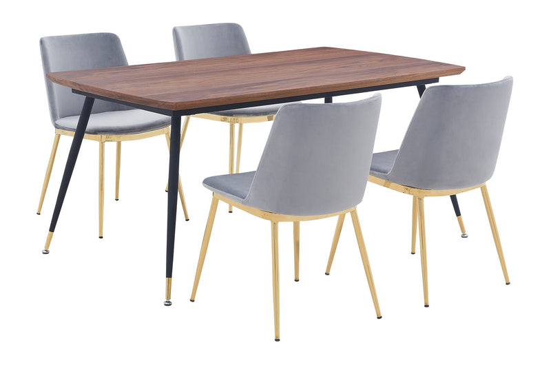 Messina Gray Velvet 5 Piece Rectangular Dining Set - Furniture City (CA)l