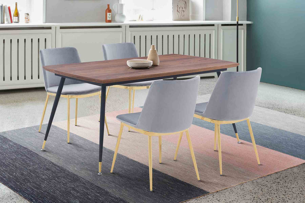 Messina Gray Velvet 5 Piece Rectangular Dining Set