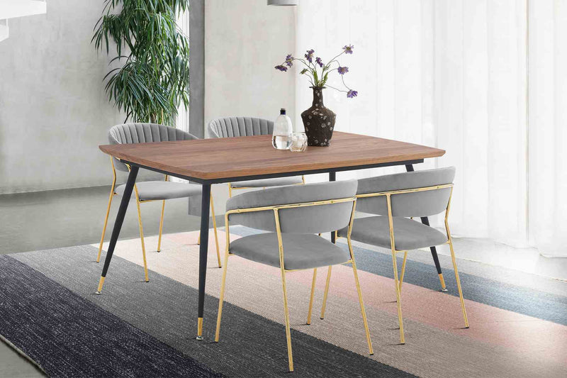Messina and Nara Gray Velvet 5 Piece Rectangular Dining Set - Furniture City (CA)l