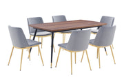 Messina Gray Velvet 7 Piece Rectangular Dining Set - Furniture City (CA)l