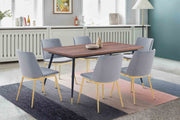 Messina Gray Velvet 7 Piece Rectangular Dining Set - Furniture City (CA)l
