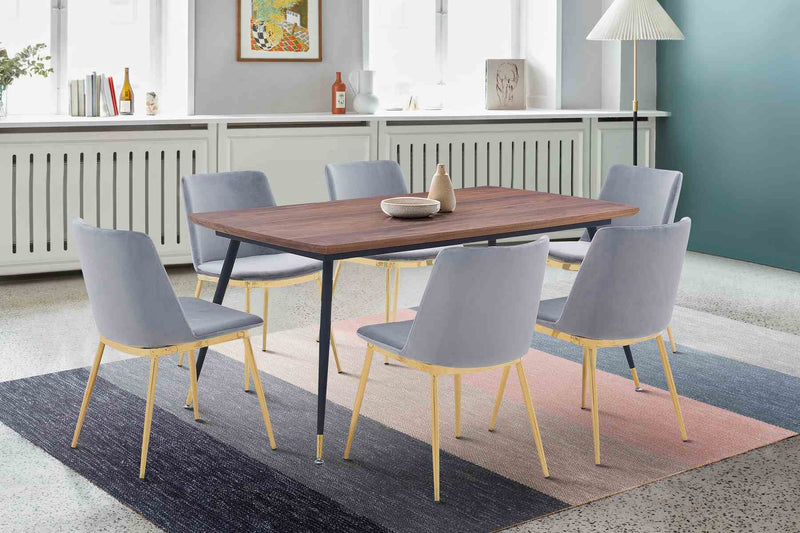Messina Gray Velvet 7 Piece Rectangular Dining Set - Furniture City (CA)l