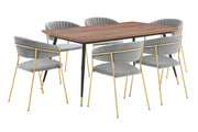 Messina and Nara Gray Velvet 7 Piece Rectangular Dining Set - Furniture City (CA)l