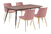 Messina Pink Velvet 5 Piece Rectangular Dining Set - Furniture City (CA)l
