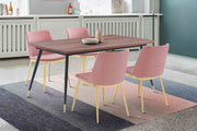Messina Pink Velvet 5 Piece Rectangular Dining Set - Furniture City (CA)l
