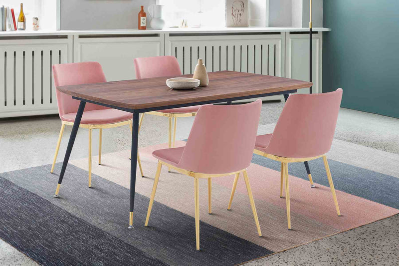 Messina Pink Velvet 5 Piece Rectangular Dining Set - Furniture City (CA)l