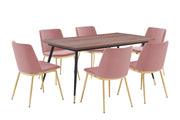Messina Pink Velvet 7 Piece Rectangular Dining Set - Furniture City (CA)l