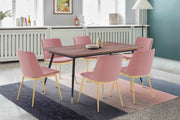 Messina Pink Velvet 7 Piece Rectangular Dining Set - Furniture City (CA)l