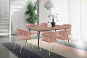 Messina and Nara Pink Velvet 7 Piece Rectangular Dining Set - Furniture City (CA)l