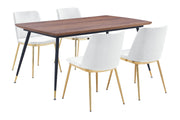 Messina White Velvet 5 Piece Rectangular Dining Set - Furniture City (CA)l