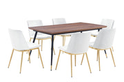 Messina White Velvet 7 Piece Rectangular Dining Set - Furniture City (CA)l