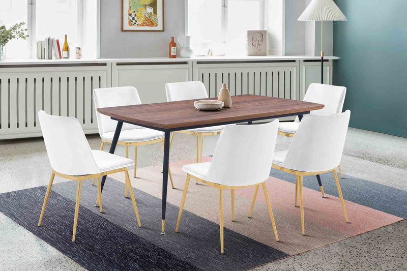 Messina White Velvet 7 Piece Rectangular Dining Set - Furniture City (CA)l