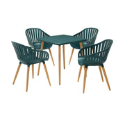 Nassau Outdoor 5 Piece Green Eucalyptus Dining Set - Furniture City (CA)l