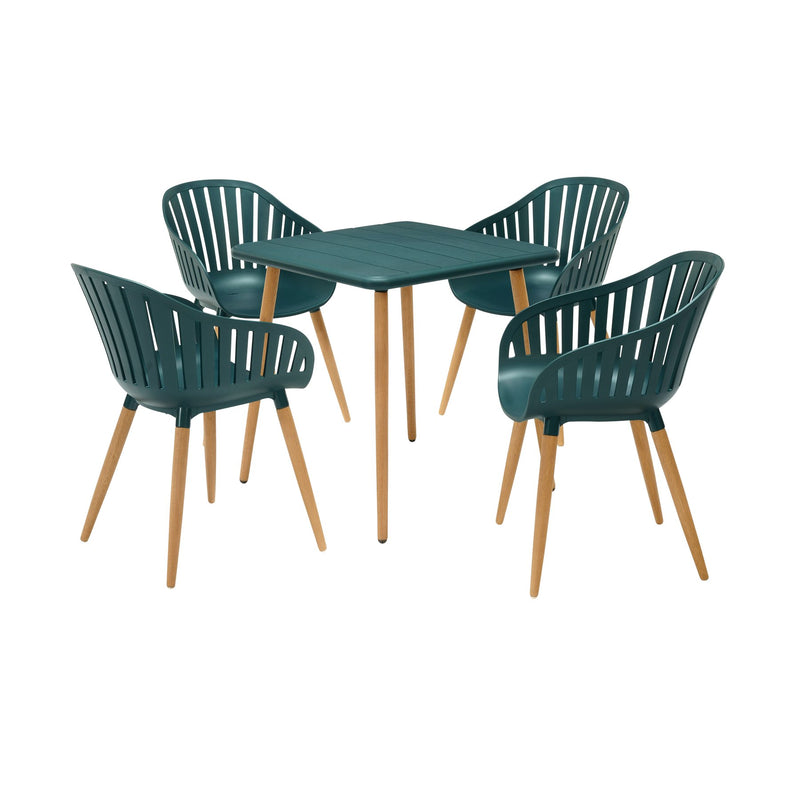 Nassau Outdoor 5 Piece Green Eucalyptus Dining Set - Furniture City (CA)l