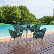 Nassau Outdoor 5 Piece Green Eucalyptus Dining Set - Furniture City (CA)l