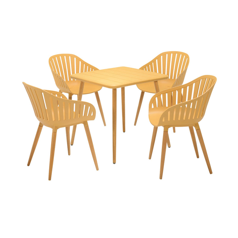 Nassau Outdoor 5 Piece Honey Eucalyptus Dining Set - Furniture City (CA)l