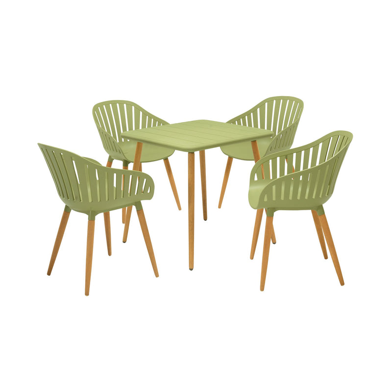 Nassau Outdoor 5 Piece Sage Eucalyptus Dining Set - Furniture City (CA)l