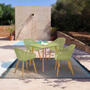 Nassau Outdoor 5 Piece Sage Eucalyptus Dining Set - Furniture City (CA)l