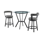 Naomi and Bryant 3-Piece Counter Height Dining Set in Black Metal and Gray Faux Leather - Furniture City (CA)l