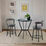 Naomi and Bryant 3-Piece Counter Height Dining Set in Black Metal and Gray Faux Leather - Furniture City (CA)l