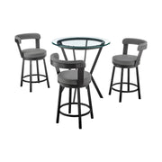 Naomi and Bryant 4-Piece Counter Height Dining Set in Black Metal and Gray Faux Leather - Furniture City (CA)l