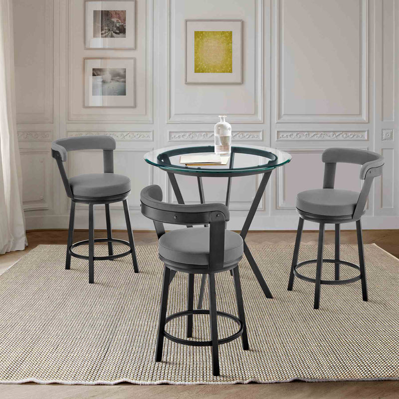 Naomi and Bryant 4-Piece Counter Height Dining Set in Black Metal and Gray Faux Leather - Furniture City (CA)l