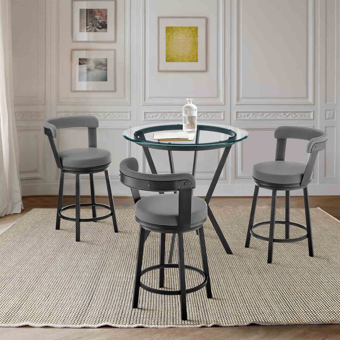 Naomi and Bryant 4-Piece Counter Height Dining Set in Black Metal and Gray Faux Leather