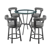 Naomi and Bryant 5-Piece Counter Height Dining Set in Black Metal and Gray Faux Leather - Furniture City (CA)l