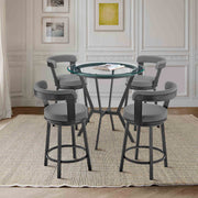 Naomi and Bryant 5-Piece Counter Height Dining Set in Black Metal and Gray Faux Leather - Furniture City (CA)l