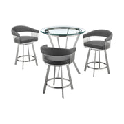 Naomi and Chelsea 4-Piece Counter Height Dining Set in Brushed Stainless Steel and Gray Faux Leather - Furniture City (CA)l