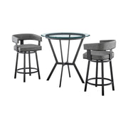 Naomi and Lorin 3-Piece Counter Height Dining Set in Black Metal and Gray Faux Leather - Furniture City (CA)l
