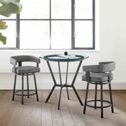Naomi and Lorin 3-Piece Counter Height Dining Set in Black Metal and Gray Faux Leather - Furniture City (CA)l