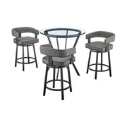 Naomi and Lorin 4-Piece Counter Height Dining Set in Black Metal and Gray Faux Leather - Furniture City (CA)l