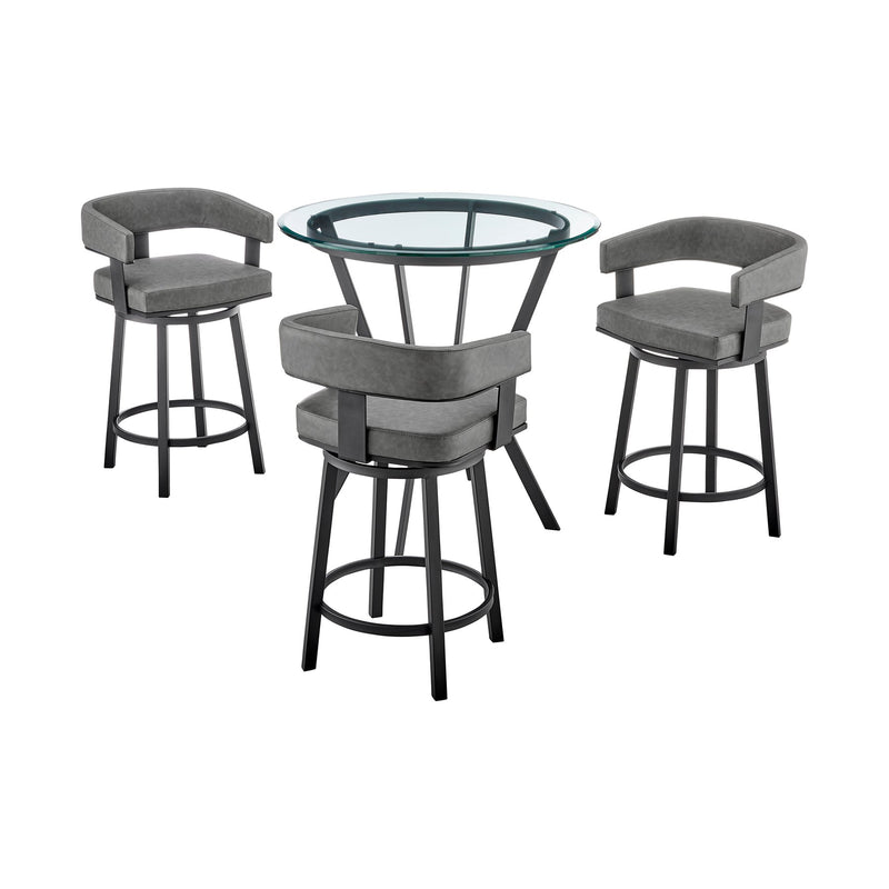 Naomi and Lorin 4-Piece Counter Height Dining Set in Black Metal and Gray Faux Leather - Furniture City (CA)l