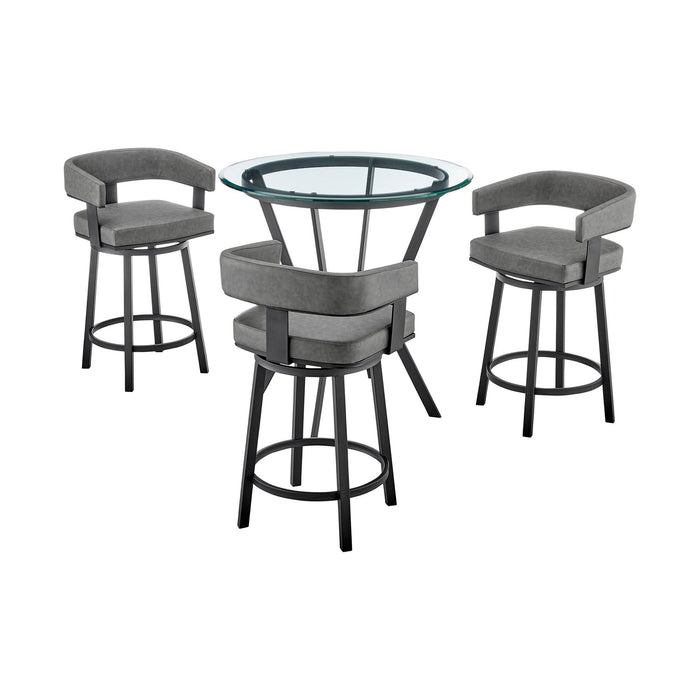 Naomi and Lorin 4-Piece Counter Height Dining Set in Black Metal and Gray Faux Leather