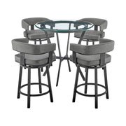 Naomi and Lorin 5-Piece Counter Height Dining Set in Black Metal and Gray Faux Leather - Furniture City (CA)l
