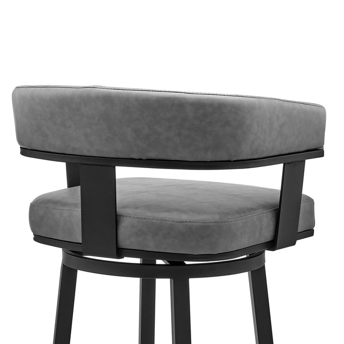 Naomi and Lorin 5-Piece Counter Height Dining Set in Black Metal and Gray Faux Leather