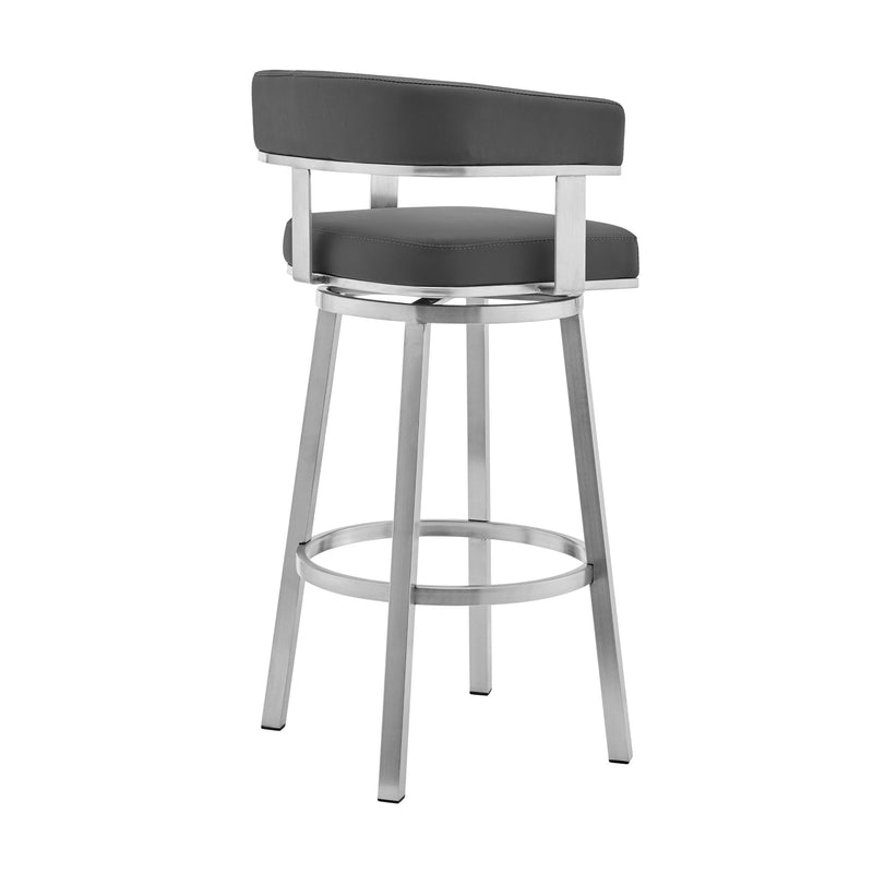 Naomi and Lorin 4-Piece Counter Height Dining Set in Brushed Stainless Steel and Gray Faux Leather - Furniture City (CA)l
