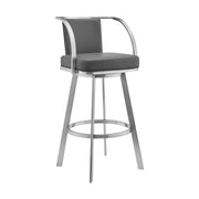Naomi and Livingston 4-Piece Counter Height Dining Set in Brushed Stainless Steel and Gray Faux Leather - Furniture City (CA)l