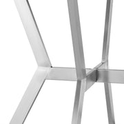Naomi and Livingston 4-Piece Counter Height Dining Set in Brushed Stainless Steel and Gray Faux Leather - Furniture City (CA)l