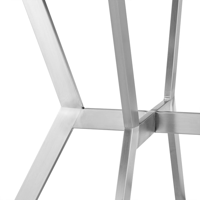 Naomi and Roman 4-Piece Counter Height Dining Set in Brushed Stainless Steel and Gray Faux Leather