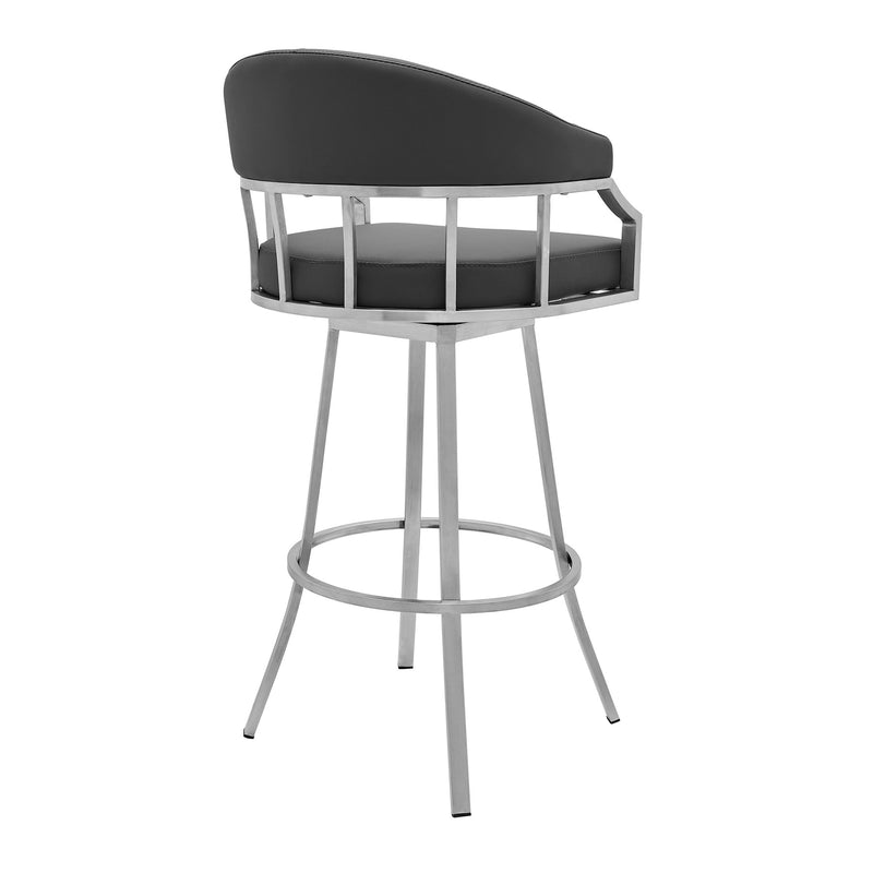Naomi and Valerie 4-Piece Counter Height Dining Set in Brushed Stainless Steel and Gray Faux Leather - Furniture City (CA)l